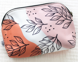 NEW Pink Leaves Zipper Pouch