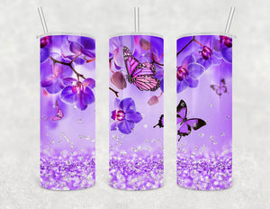 Purple Butterfly 20 oz Printed Tumbler