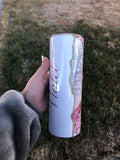 Custom Name 20 oz Printed Tumbler Pink Marble