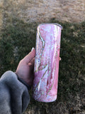 Custom Name 20 oz Printed Tumbler Pink Marble